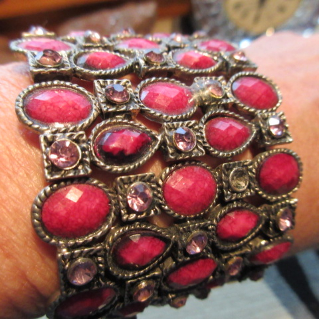 Ruby Red Gemstone Cuff Bracelet